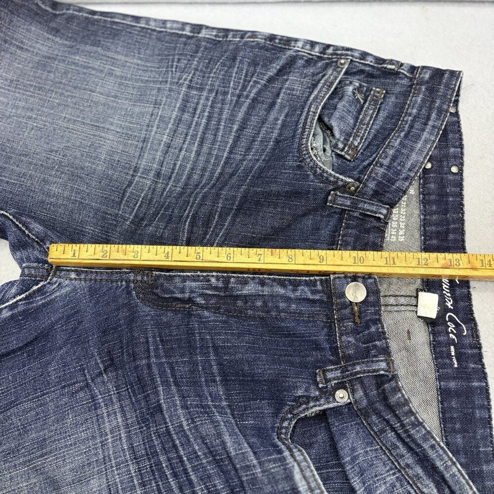 Kenneth‎ Cole New York Men's Distress Denim Blue Jeans Straight Leg Size 34×32 - Picture 10 of 12